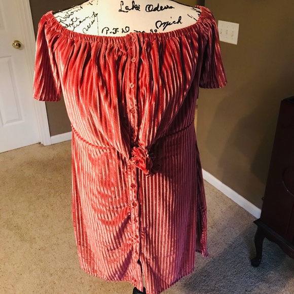 Good Karma Dresses & Skirts - Dark Blush Pink Velvet Dress with Stretch NWT LG